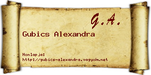 Gubics Alexandra névjegykártya